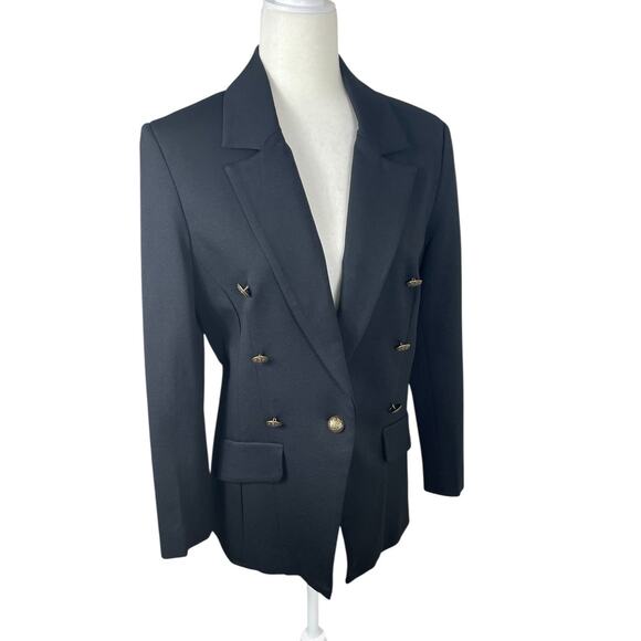 Neiman Marcus Double Breasted Blazer Stretch Black Women's 10 Classic Academia - Picture 4 of 15